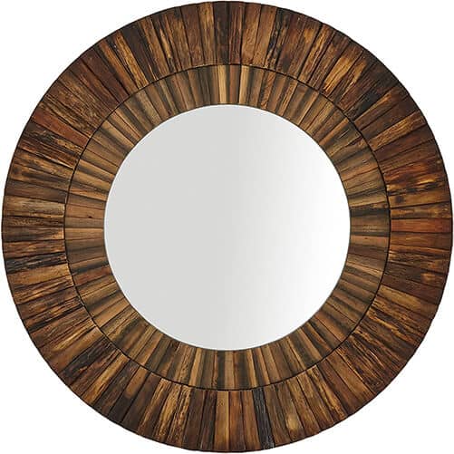 round layered rustic wood hanging wall mirror (1)